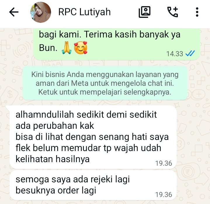 Chat pelanggan: flek belum memudar, wajah sudah kelihatan, mau order lagi